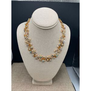 Fresh Flowers Pearl & Crystal Multi-Strand Necklace Gold-Tone